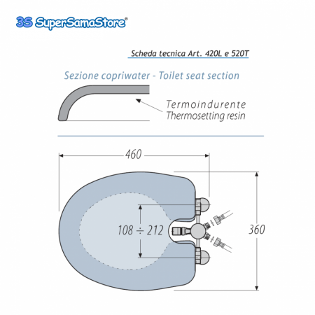 COPRIWATER con BIDET - scheda tecnica art.520T OT